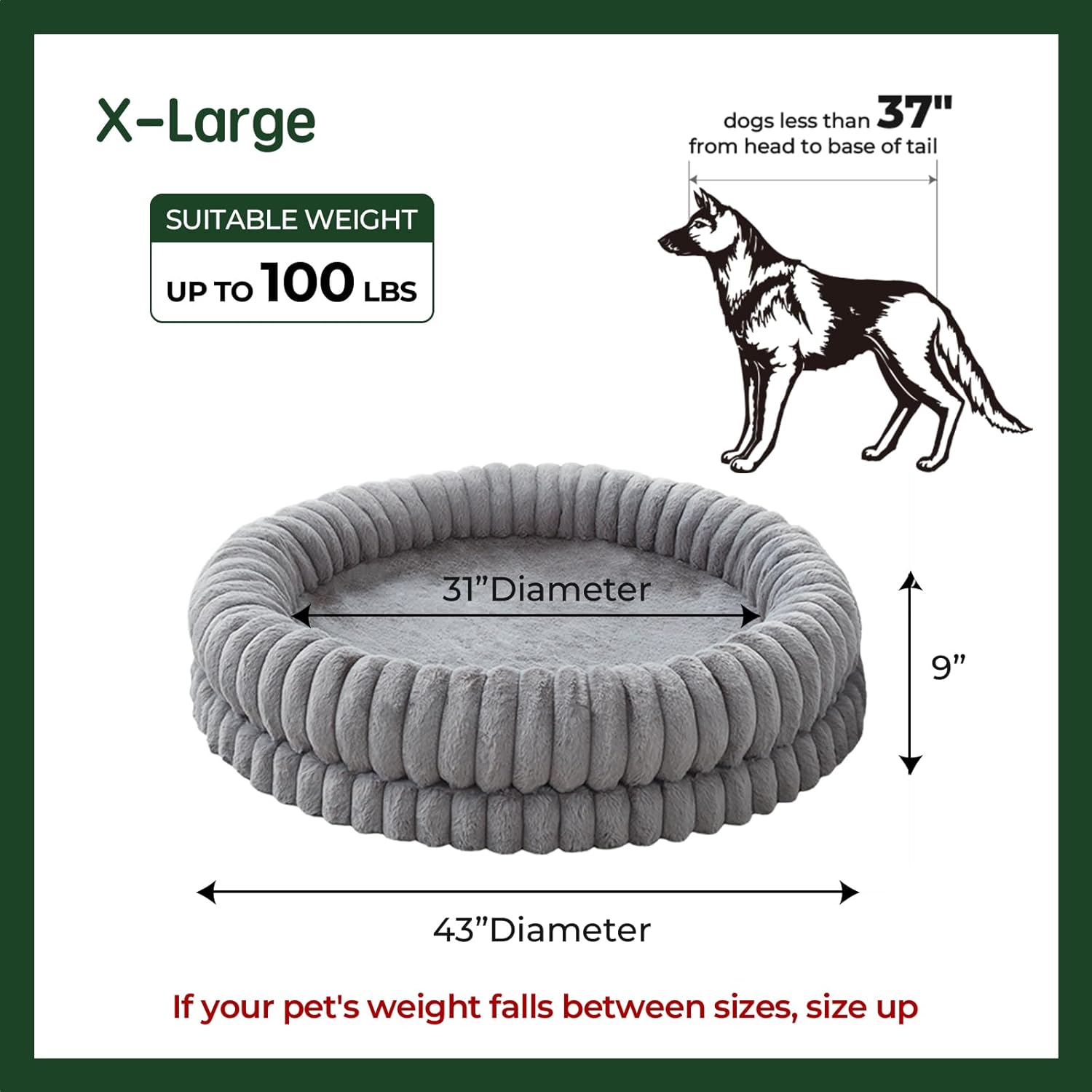 BALANCE Luxury Donut Dog Bed, 43 Inches Round Dog Beds Large Sized Dogs Washable, Orthopedic Calming Dogs Bed for Pets with Anti-Slip Bottom, Gray - Pet Explorer