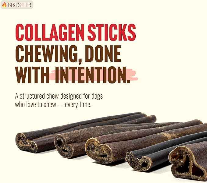 Natural Farm Peanut Butter Flavor Collagen Sticks for Dogs (6 Inch, 15 Pack), Long-Lasting Beef Collagen Sticks, Rawhide Alternative Chews with Chondroitin & Glucosamine, Low-Fat Dental Treats