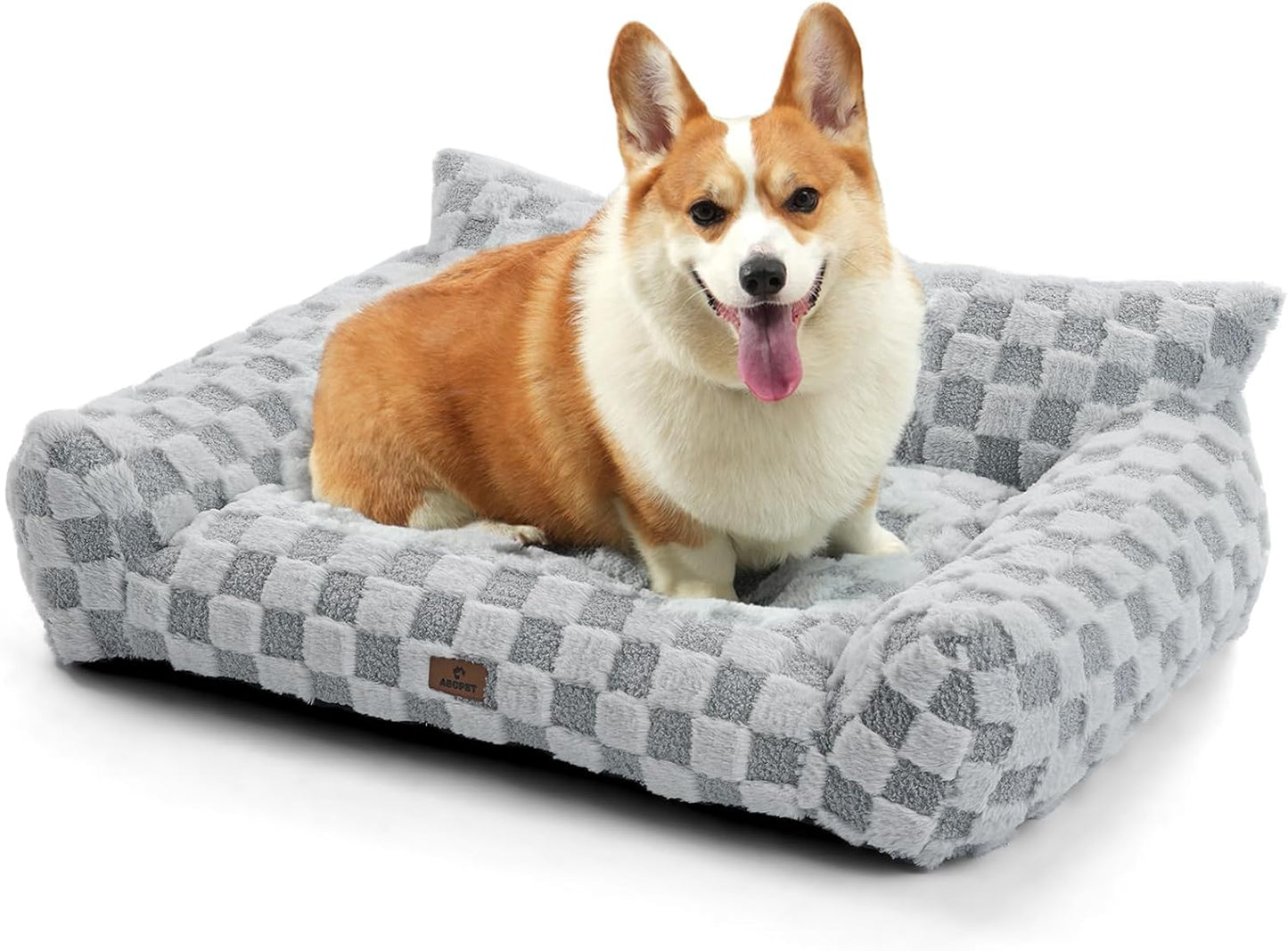 Large Dog Bed Sofa, Fluffy Pet Bed for Medium and Large Dogs, Supportive Dog Couch Sofa for Dogs, Pet Sofas with Washable Cover & Non-Slip, 38 inch, Grey - Pet Explorer
