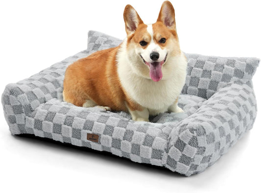 Large Dog Bed Sofa, Fluffy Pet Bed for Medium and Large Dogs, Supportive Dog Couch Sofa for Dogs, Pet Sofas with Washable Cover & Non-Slip, 38 inch, Grey - Pet Explorer