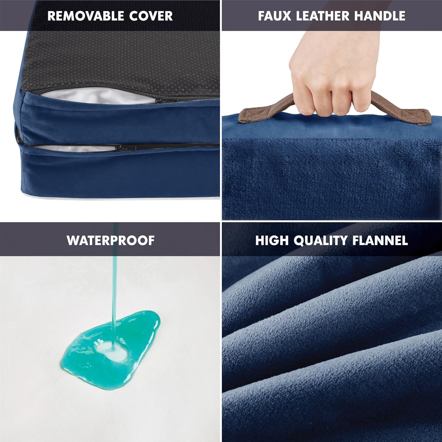 Friends Forever Orthopedic Dog Bed for Medium Dogs, Waterproof Memory Foam Dog Sofa Bed M with Removable Washable Cover, Ally Navy, 28x23x6.5 - Pet Explorer