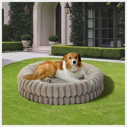 BALANCE Luxury Donut Dog Bed, 36 Inches Round Dog Beds Large Sized Dogs Washable, Orthopedic Calming Dogs Bed for Pets with Anti-Slip Bottom, Oatmeal - Pet Explorer