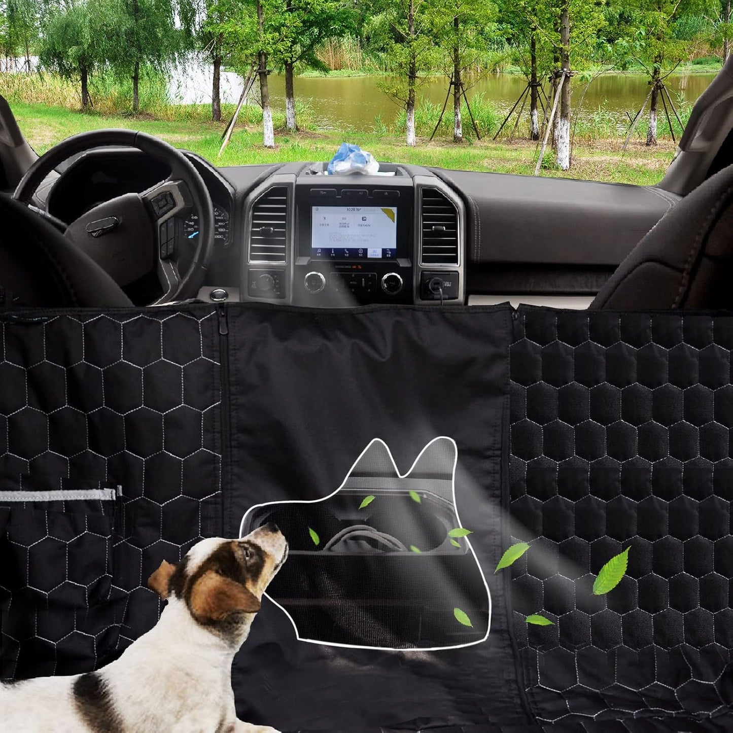 Dog Car Seat Cover for Trucks, Back Seat Pet Cover for Dogs F150 Ram 1500, Waterproof Dog Hammock for Truck with Mesh Window Heavy Duty Seat Cover for F-Series/GMC Sierra/Silverado - Pet Explorer