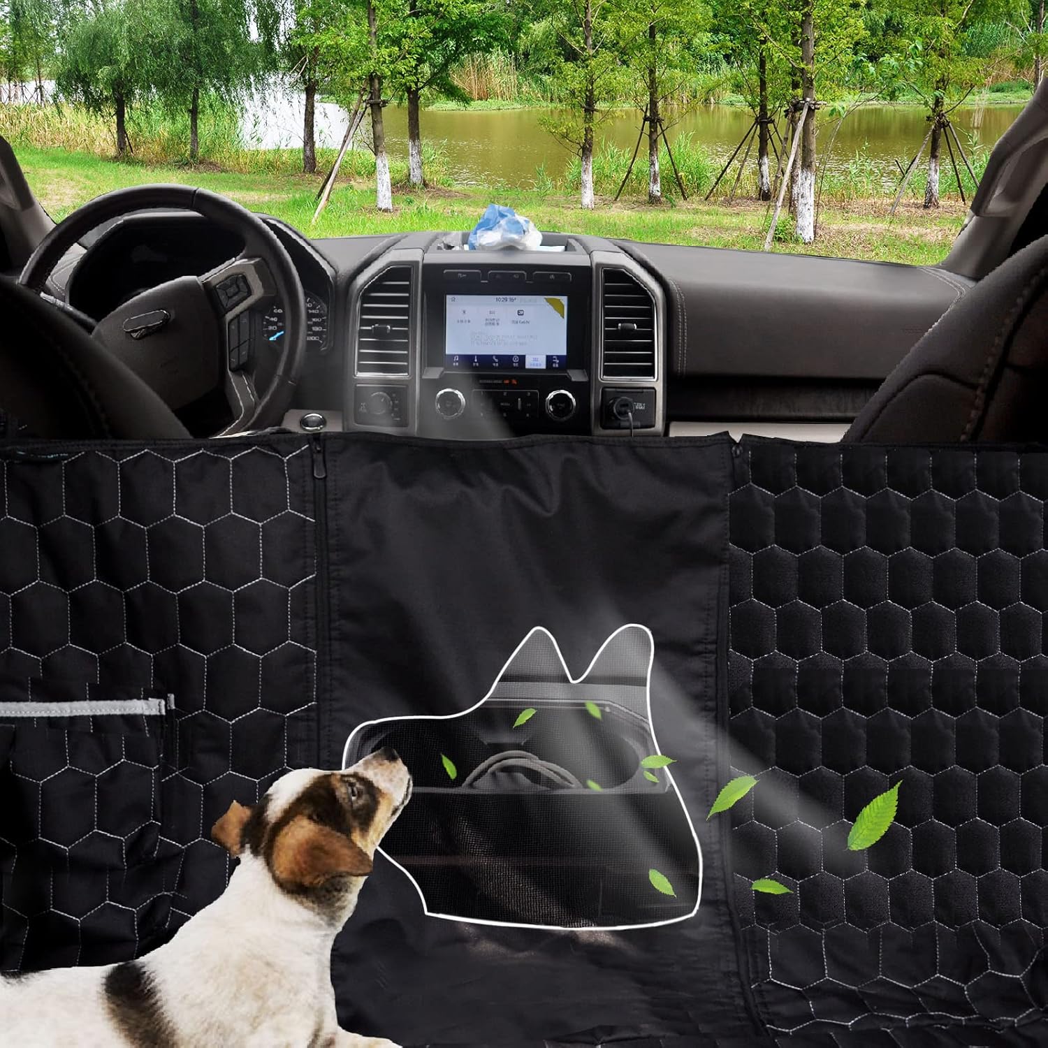 Dog Car Seat Cover for Trucks, Back Seat Pet Cover for Dogs F150 Ram 1500, Waterproof Dog Hammock for Truck with Mesh Window Heavy Duty Seat Cover for F-Series/GMC Sierra/Silverado - Pet Explorer