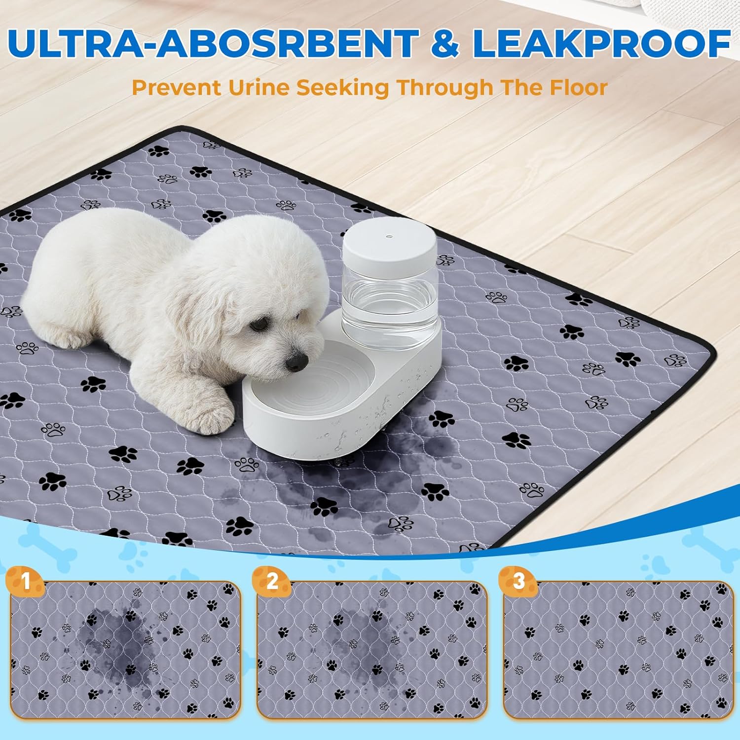 Fostanfly Non-Slip Washable Pee Pads for Dogs, 2 Pack 24"x47" Guinea Pig Cage Liner Ultra-Absorbent and Leak-Proof for Small Animal Guinea Pigs Rabbit Bunny Hamster - Pet Explorer