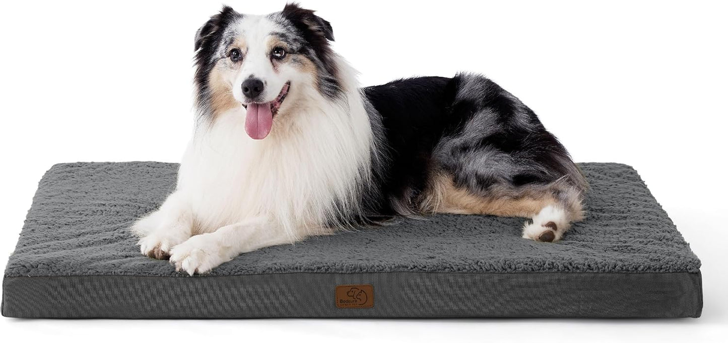 Bedsure XL Dog Bed for Crate - Large Orthopedic Flat Pet Beds with Removable Washable Cover, Egg Crate Foam Crate Mat, Suitable for Pet Up to 90 lbs - Pet Explorer