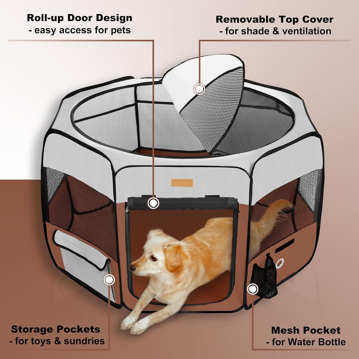 Dog Playpen, Portable Pet Play Pen for Cat, Puppies, Rabbits, Chickens, Foldable Large-Capacity Pet Tent for Indoor/Outdoor Travel Camping (Size XL Without Carry Bag) - Pet Explorer