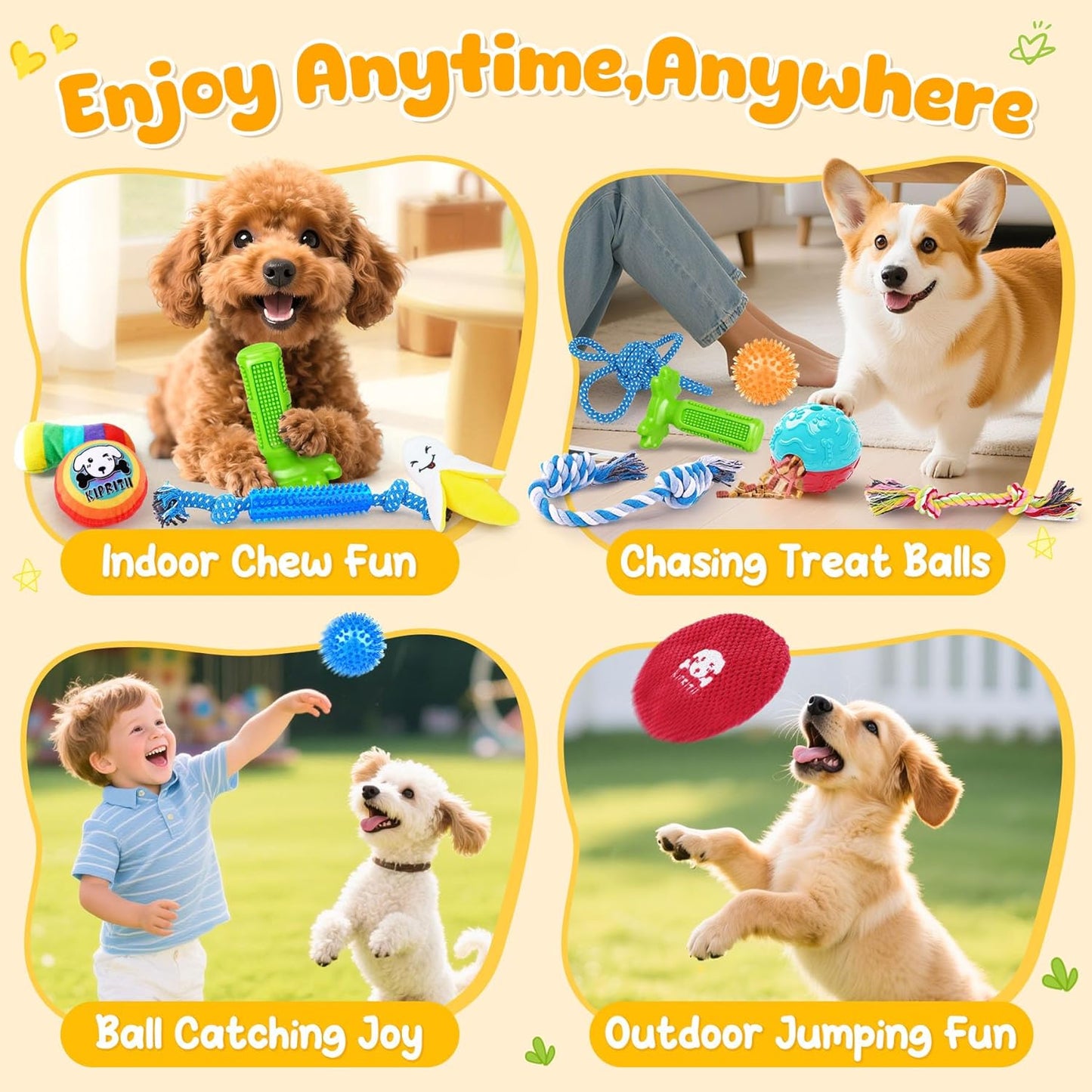 KIPRITII 25 Pack Various Puppy Dog Toys for Teething, Entertainment & Interaction, Puppy Chew Toys Pack with Rope Toy, Treat Balls and Dog Squeaky Toys for Puppies & Small Dogs - Pet Explorer