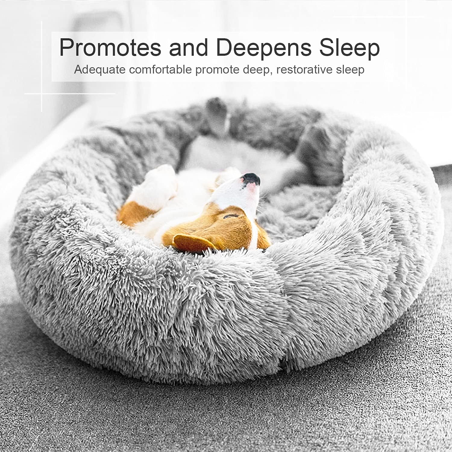 Dog Bed, Cat Calming Bed, Faux Fur Pillow Pet Donut Cuddler Round Plush Bed for Large Medium Small Dogs and Cats - Pet Explorer
