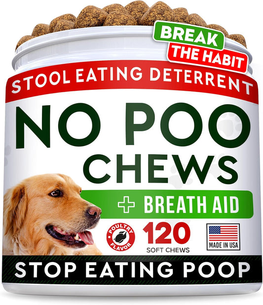 STRELLALAB No Poo Chews for Dogs - Coprophagia & Stool Eating Deterrent with Probiotics, Digestive Enzymes & Breath Aid Support - Stop Dog Poop Eating (120Ct, Poultry) - Pet Explorer