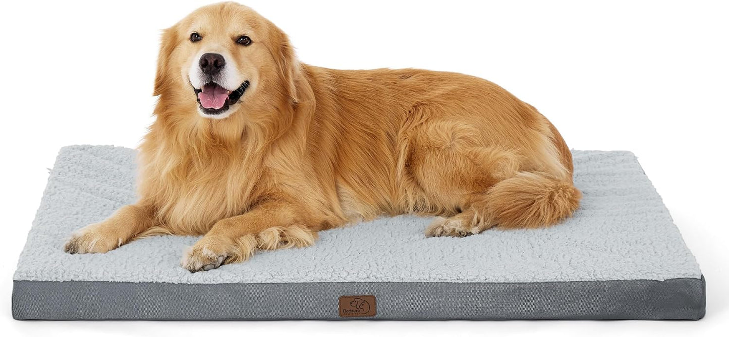 Bedsure XL Dog Beds Large Sized Dog -Orthopedic Flat Extra Large Pet Beds with Removable Washable Cover, Egg Crate Foam Mat, Suitable for Pet Up to 100 lbs - Pet Explorer