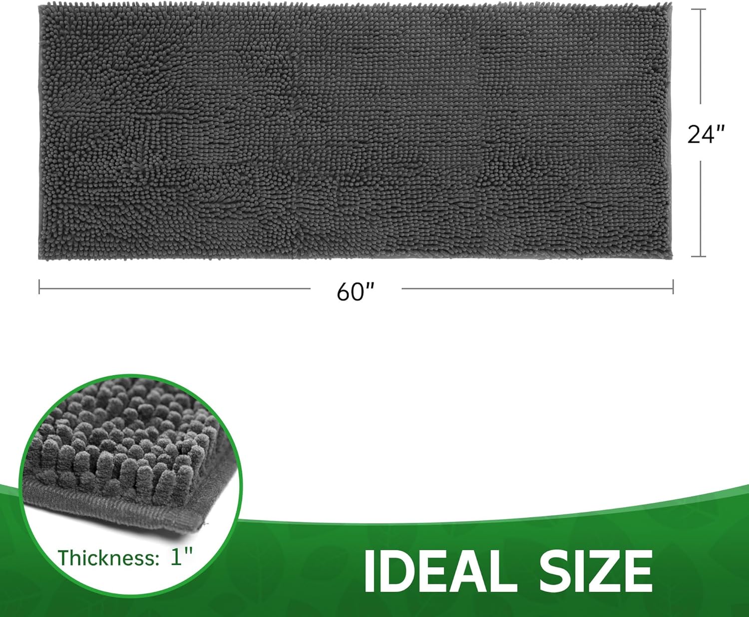 Dog Door Mat Indoor Entrance, 60" x 24" Absorbent & Quick-Drying Mud Rugs, Non-Slip Door Rugs for Entryway Indoor Washable, Soft Chenille Dog Mat for Muddy Paws - Pet Explorer
