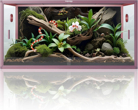 120 Gallon Reptile Terrarium, 48" x 24" x 24" Reptile Enclosure with Sliding Door Top Screen Ventilation,Blue Tongue Skink Tank for Easy Maintenance - Pet Explorer