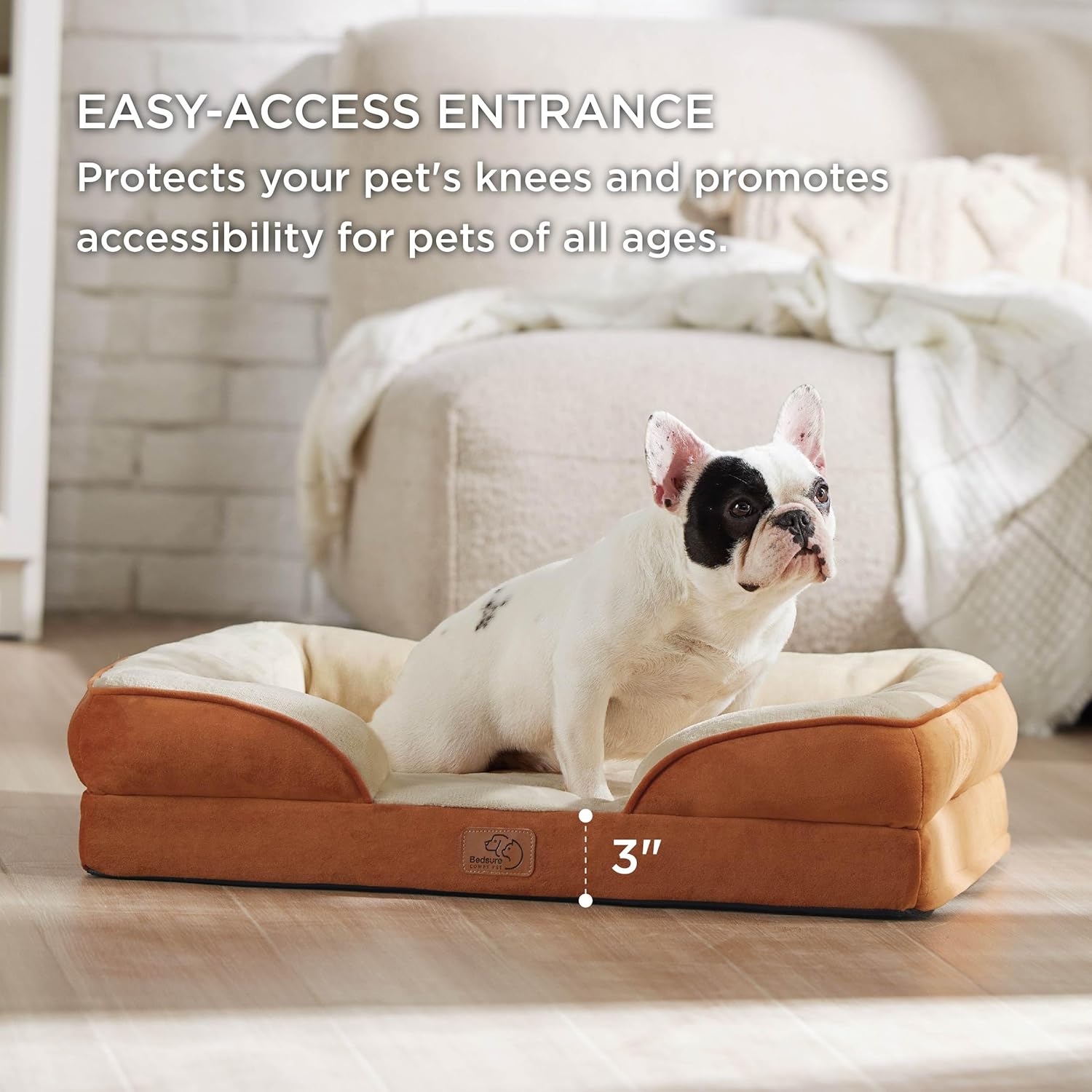 Bedsure Orthopedic Dog Bed Medium Size Dogs - Washable Medium Dog Cat Bed Waterproof, Comfort Pet Couch Sofa with Washable Removable Cover, Pets Bed with Nonskid Bottom, Ember Clay, 28" - Pet Explorer
