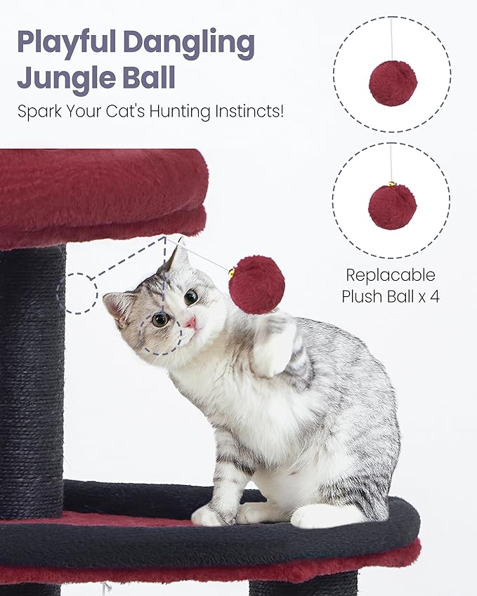Heavy Duty Cat Tree for Large Cats Adult - 60 Inch XXL Sturdy Cat Tower Condo with Extra Wide Scratching Posts (φ4.4in) Big Cat House Hammock Perch - Indoor Wood Modern Multi Level Corner Cat Bed