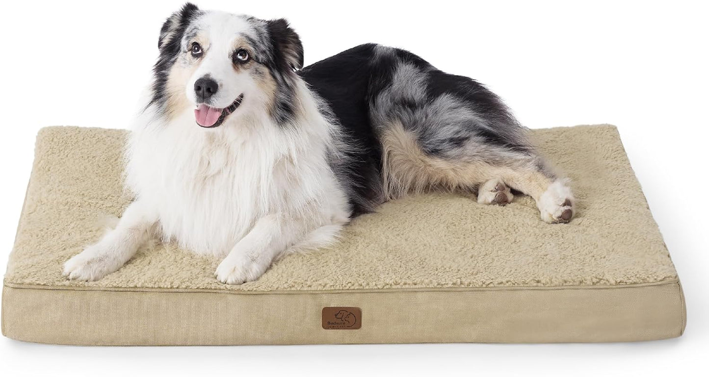 Bedsure XL Dog Bed for Crate - Large Orthopedic Flat Pet Beds with Removable Washable Cover, Egg Crate Foam Crate Mat, Suitable for Pet Up to 90 lbs - Pet Explorer
