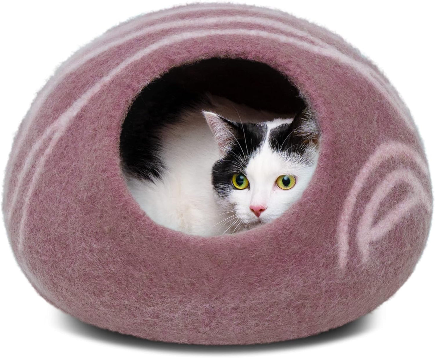 MEOWFIA Cat Cave – Premium Felt Cat Bed for Indoor Cats, Handmade 100% Merino Wool (Gold Rose, Medium) - Pet Explorer