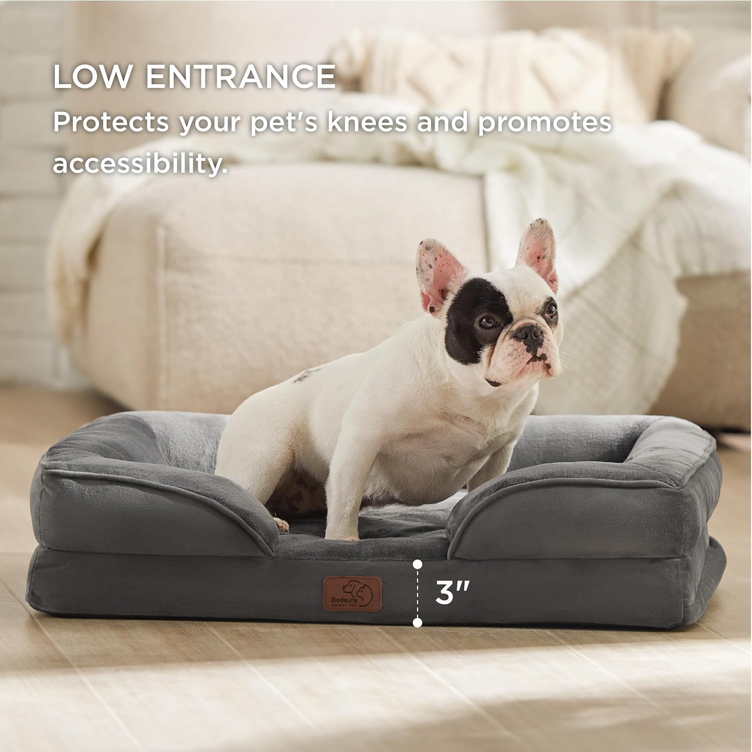 Bedsure Orthopedic Dog Bed Medium Size Dogs - Washable Medium Dog Cat Bed Waterproof, Comfort Pet Couch Sofa with Washable Removable Cover, Pets Bed with Nonskid Bottom, Dark Grey, 28" - Pet Explorer