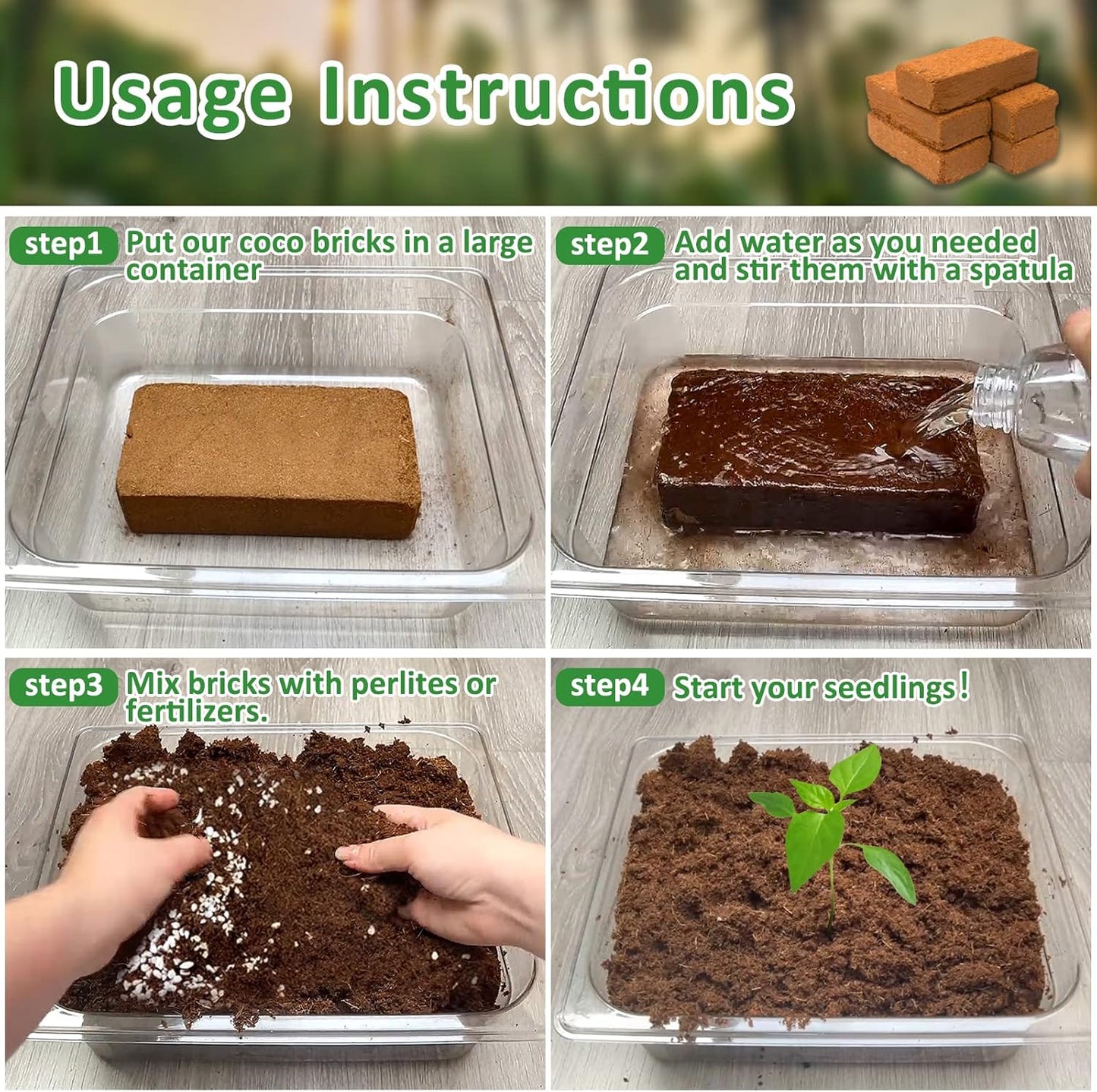Riare 6pcs Organic Coco Coir Bricks Soil Blocks- 100% Natural Compressed Coco Peat Brick Coconut Fiber Substrate with Low EC& pH Balance, High Expansion Coco Coir Pith Coconut Husk for Garden - Pet Explorer