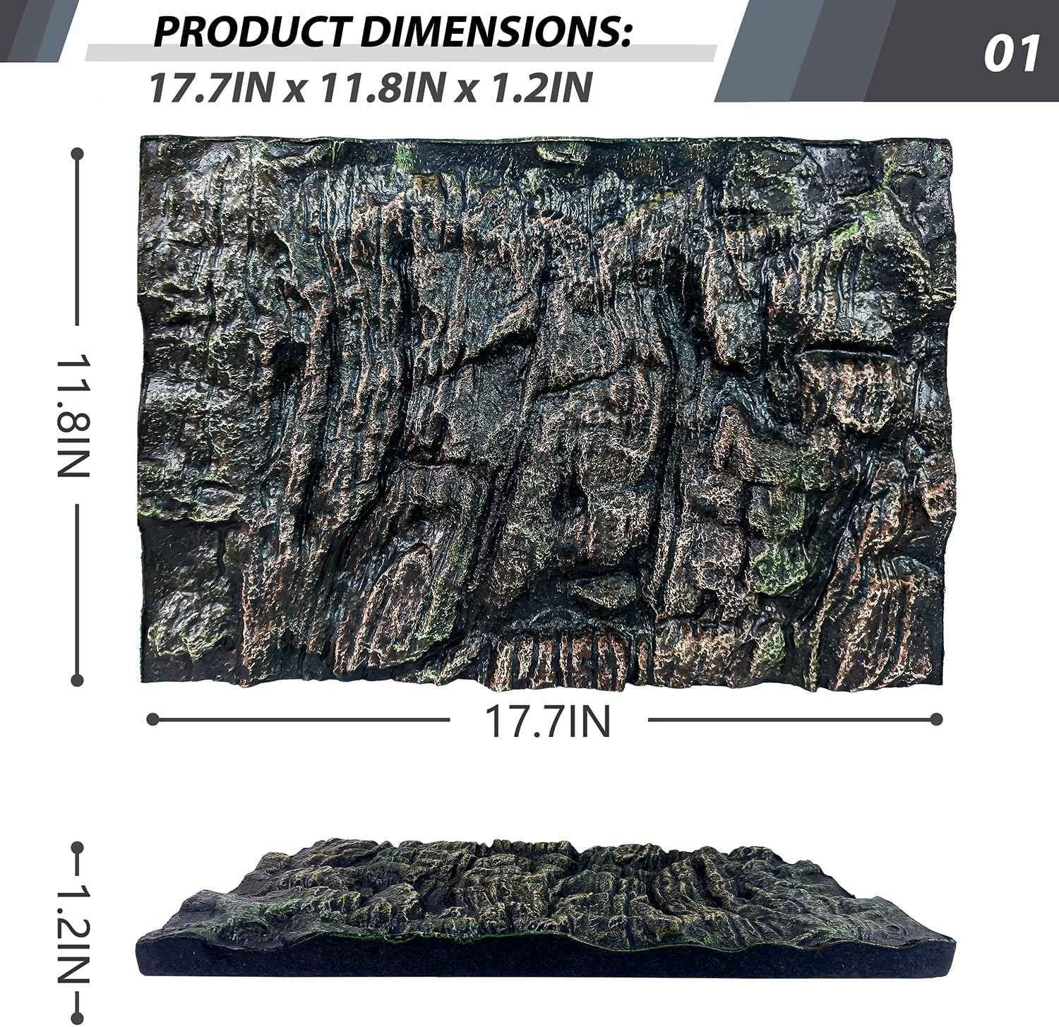 17.7x11.8in Rock Terrarium Background,3D Reptile Tank Background Board,Amphibian Stereo Backdrop Wall,Lizard Snake Gecko Spider Fish pet silo Background Decorative Panel(Paleyellow)