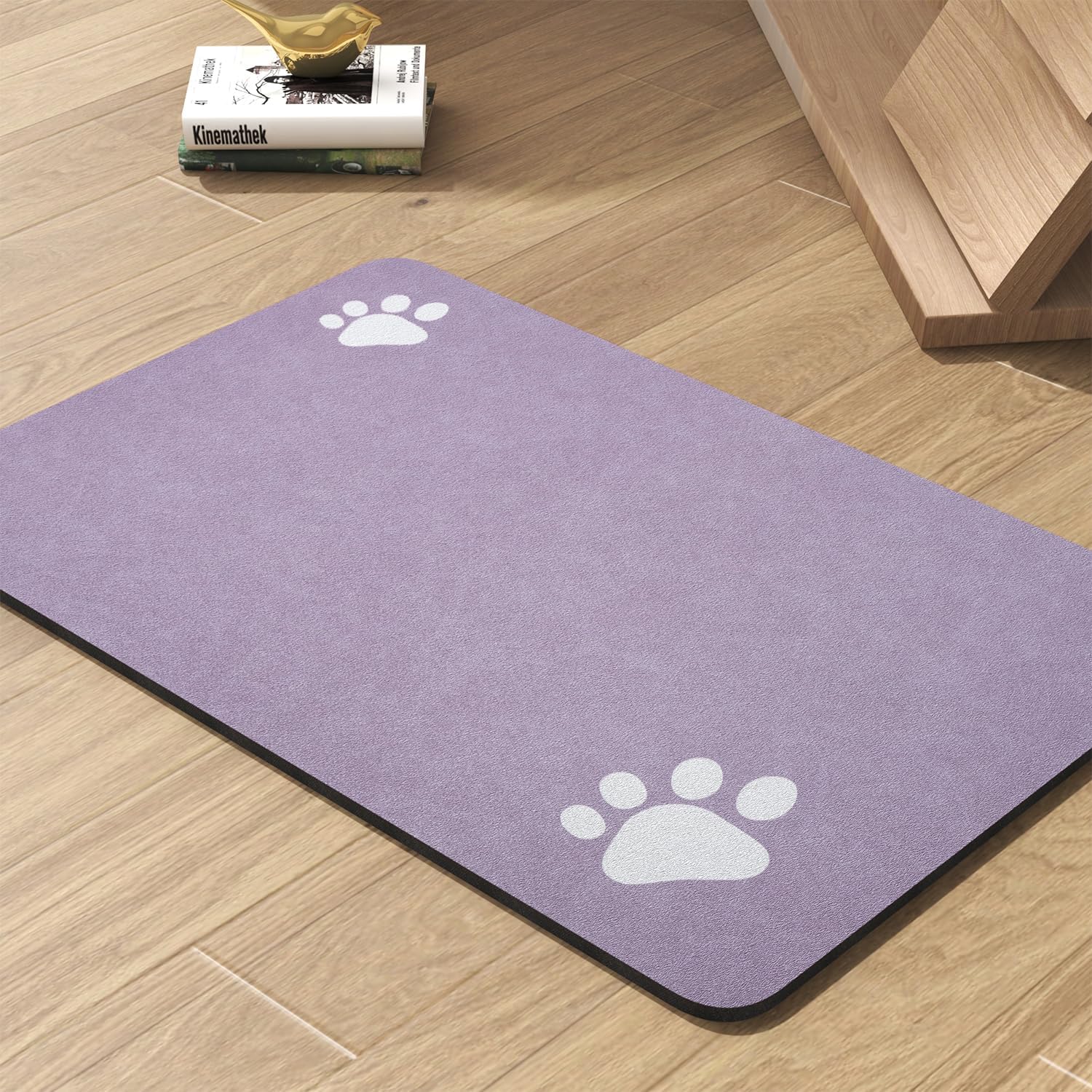 Pet Feeding Mat-Absorbent Dog Mat for Food and Water Bowl-No Stains Quick Dry Water Dispenser Mat-Dog Accessories Pet Supplies-Bowl for Messy Drinkers（Purple,17"x28" - Pet Explorer