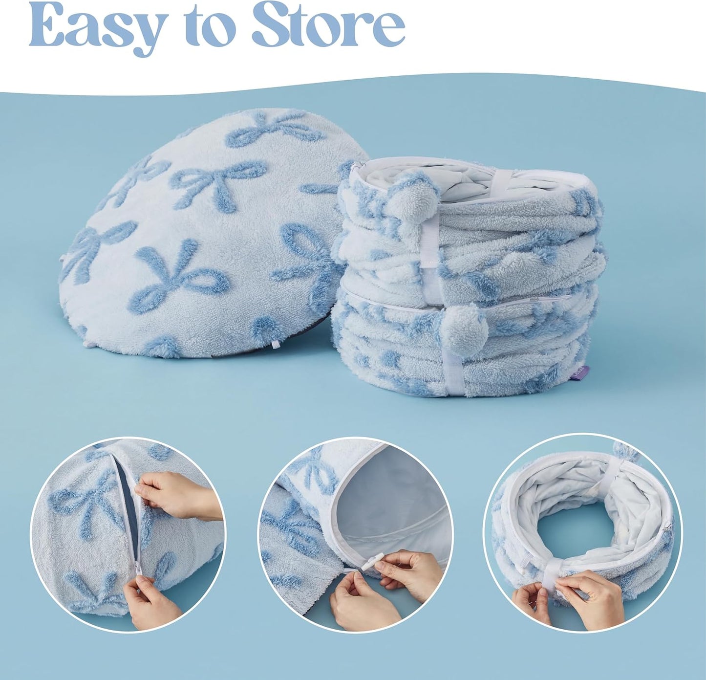 Lesure Cat Tunnel Bed for Indoor Cats - Cute Cat Donut Tunnel Toys with Washable Circle Cushion, Round Pet Peekaboo Cave Toy for Kitten/Puppy/Rabbit, Standard Ice Blue - Pet Explorer