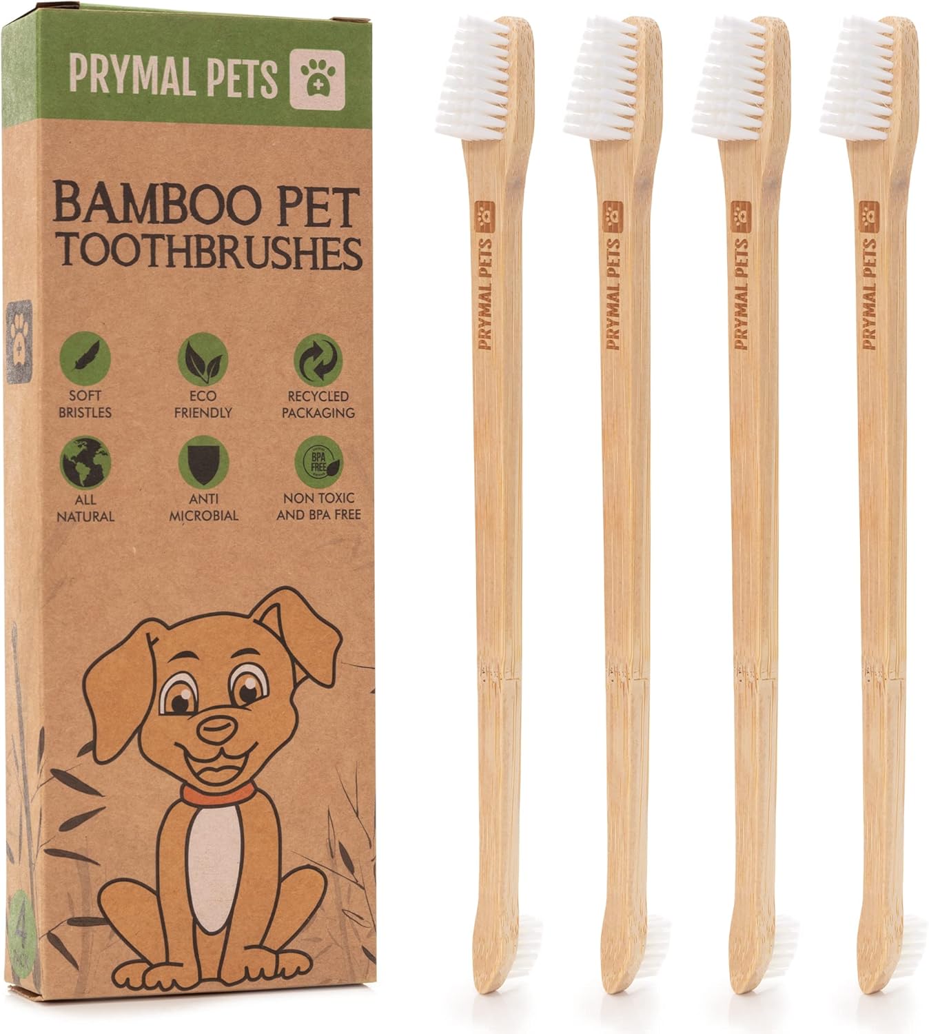 Dog Toothbrush I 4-Pack Two Sided Bamboo Toothbrush for Small and Large Dogs & Cats I Soft Bristles Gentle for Easy Dog Teeth Brushing & Dental Care - Pet Explorer