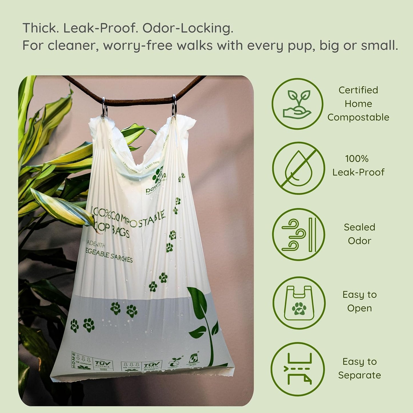 Pawtria Eco Duo Set: Home Compostable Dog Poop Bags (120) + Premium Silicone Dog Poop Bag Dispenser (3.25"H X 2.75"L), BPA-Free, Leak-Proof, Biodegradable, Zero Waste, Supports Rescue Dogs - Pet Explorer