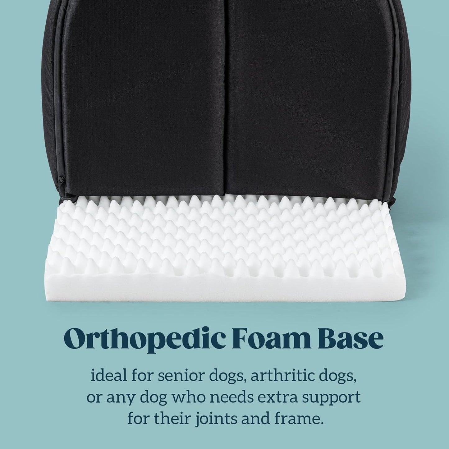 Orthopedic Dog House - Outdoor Waterproof Dog Shelter w/Porch - Indoor Pet House w/Egg-Crate Foam - Cooling - Machine Washable - Ideal for Extra Large Breeds & Fits 42-Inch Crate - 41"x27"