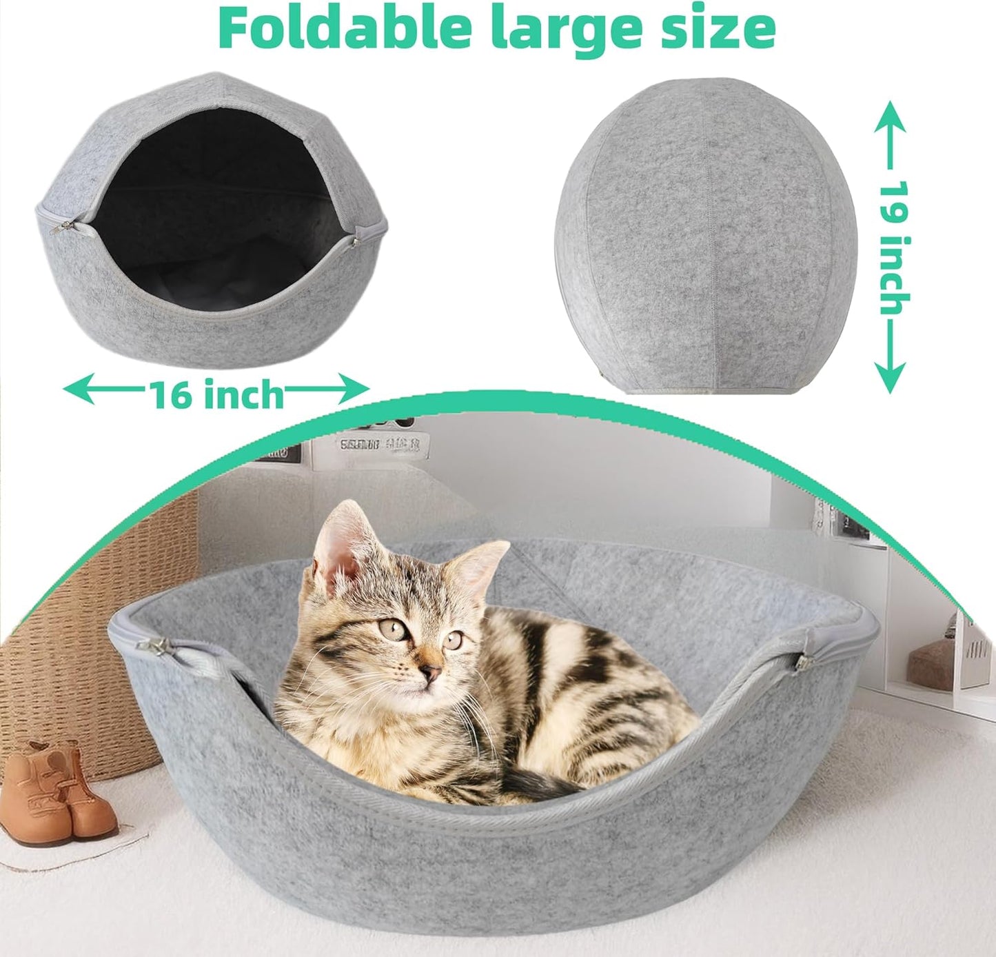 Donut Cat Tunnel Bed Peekaboo Cat Cave for Large Cats Up to 30 Lbs, Kitty Interactive Playing Tent House for Multiple Cats,Detachable,Scratch Resistant (2 in 1 Gray, Medium - 20 Inch Diameter) - Pet Explorer