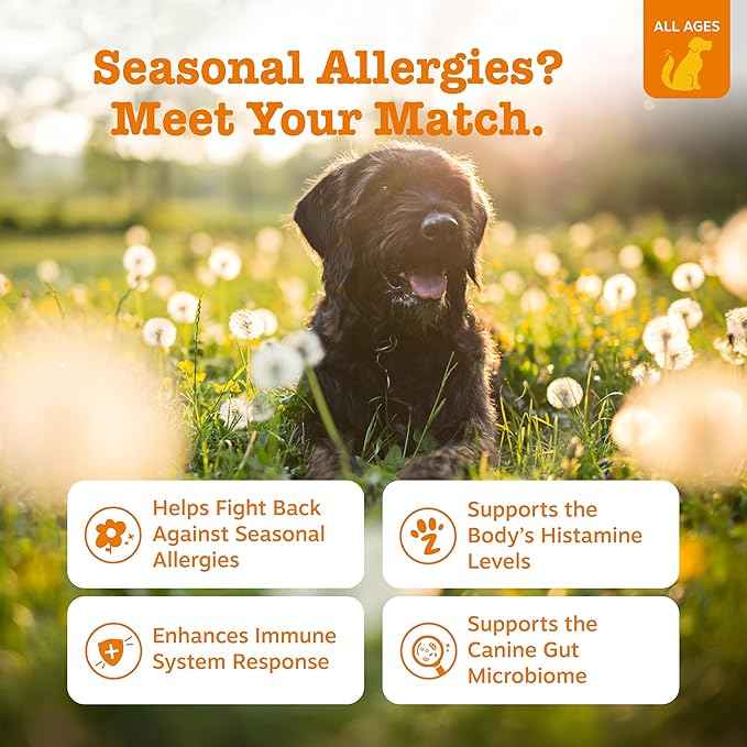 Zesty Paws Dog Allergy Relief Chews, Dog Probiotics for Itchy Skin and Ears, Lamb, 90ct