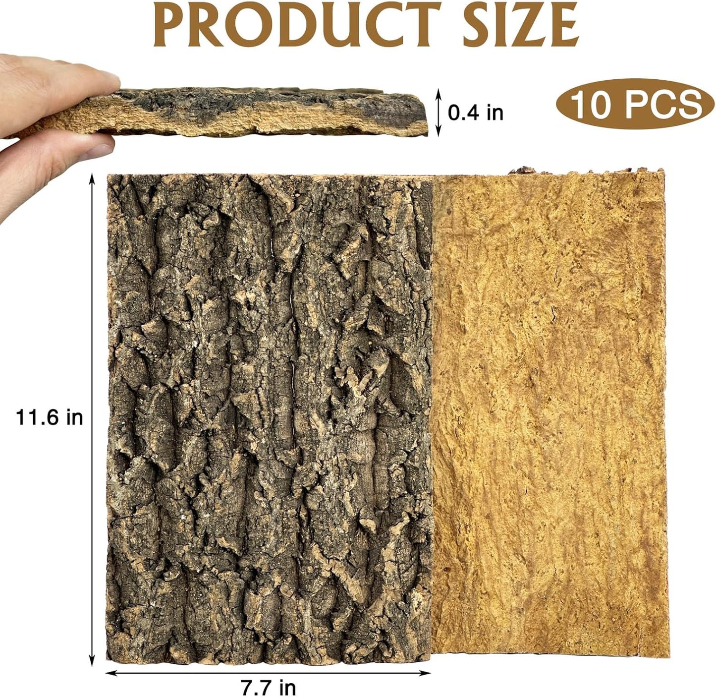 Fhiny 10 PCS Cork Bark Background, 11.6" x 7.7" Natural Cork Bark for Reptiles Bearded Dragon Climbing Backdrop Terrarium Habitat Wall Decor Accessories for Turtle Gecko Lizard Snake Spider Frog - Pet Explorer