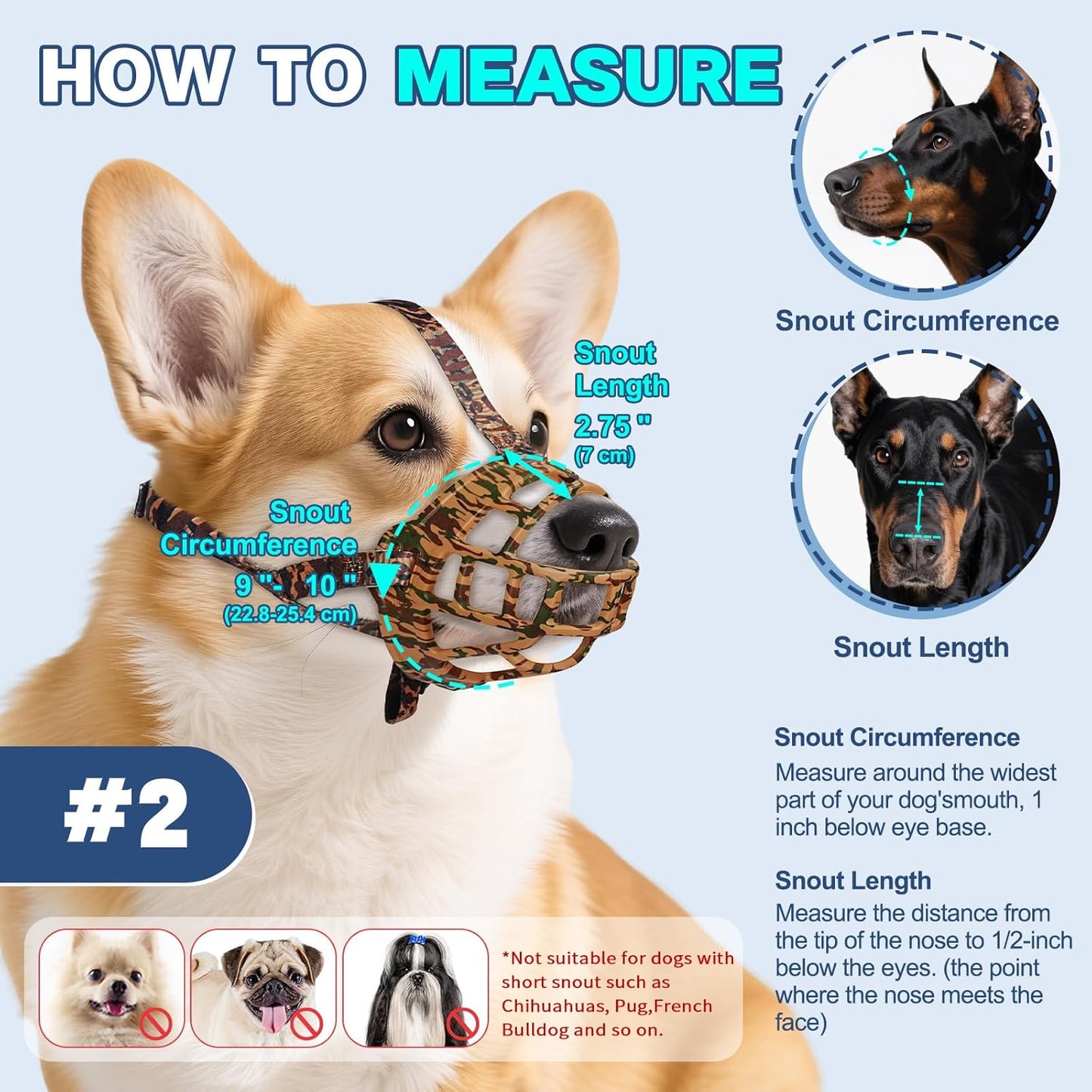 Basket Muzzle to Prevent Biting, Dog Muzzle for Large Medium Small Dogs Allows Panting Drinking Anti Chewing, Perfect for Grooming Trimming Training and Aggressive Reactive Dogs (Brown, Size 2) - Pet Explorer