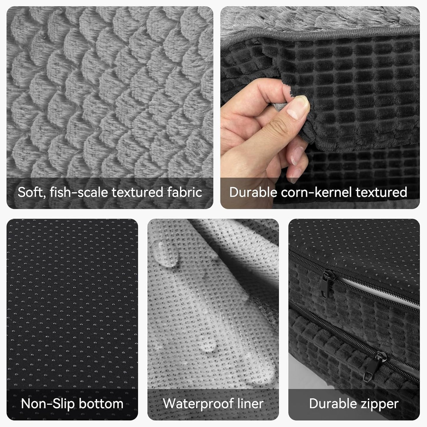 JOEJOY Orthopedic Dog Beds Large Sized Dog, Egg-Crate Memory Foam Pet Couch Bed with Bolster Sides, Waterproof Lining, Removable Washable Cover & Non-Slip Bottom, Black - Pet Explorer