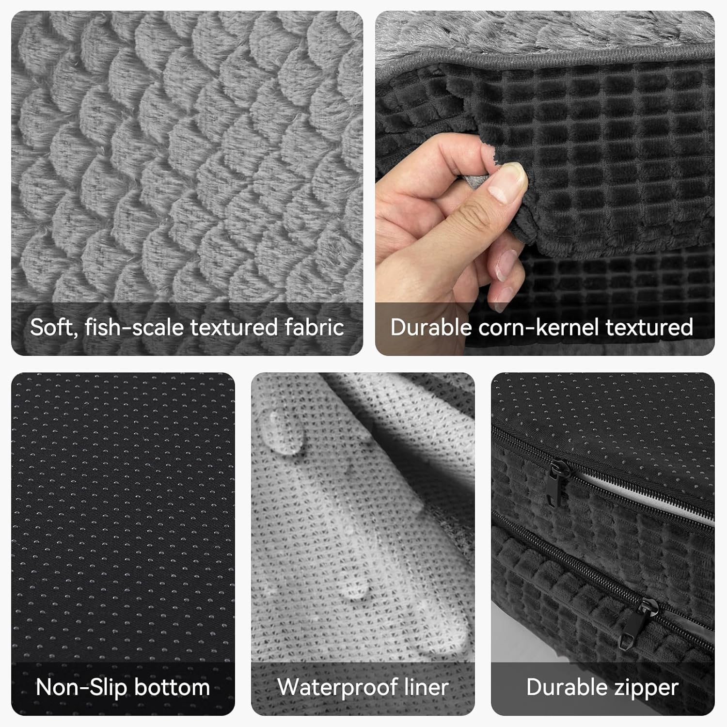 JOEJOY Orthopedic Dog Beds Large Sized Dog, Egg-Crate Memory Foam Pet Couch Bed with Bolster Sides, Waterproof Lining, Removable Washable Cover & Non-Slip Bottom, Black - Pet Explorer
