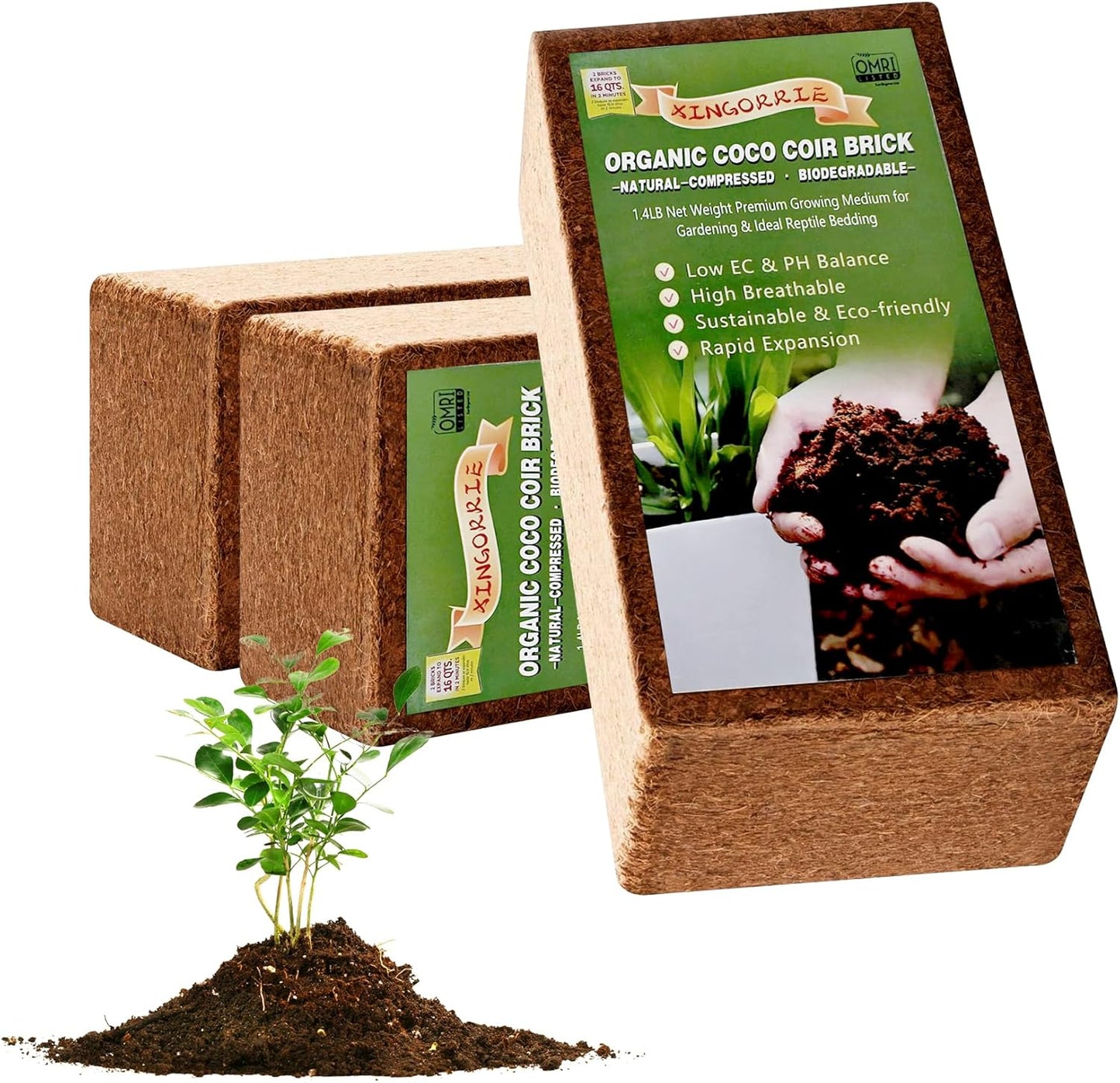 Coco Coir Brick for Plants- 1 Pack,1.4lbs 100% Organic Coconut Coir Soil Neutral pH, for Plant Growth and Root Developmentfor Growing Vegetables & Ideal Reptile Bedding (1) - Pet Explorer