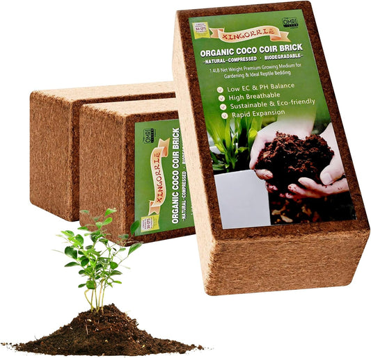 Coco Coir Brick for Plants- 10 Pack,1.4lbs 100% Organic Coconut Coir Soil Neutral pH, for Plant Growth and Root Developmentfor Growing Vegetables & Ideal Reptile Bedding (10) - Pet Explorer