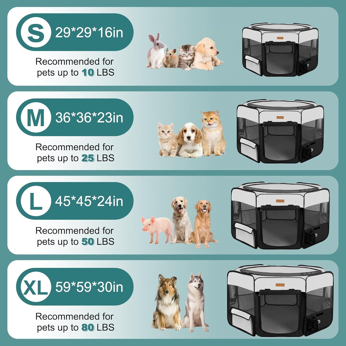 Dog Playpen, Portable Pet Play Pen for Cat, Puppies, Rabbits, Chickens, Foldable Large-Capacity Pet Tent for Indoor/Outdoor Travel Camping - Pet Explorer