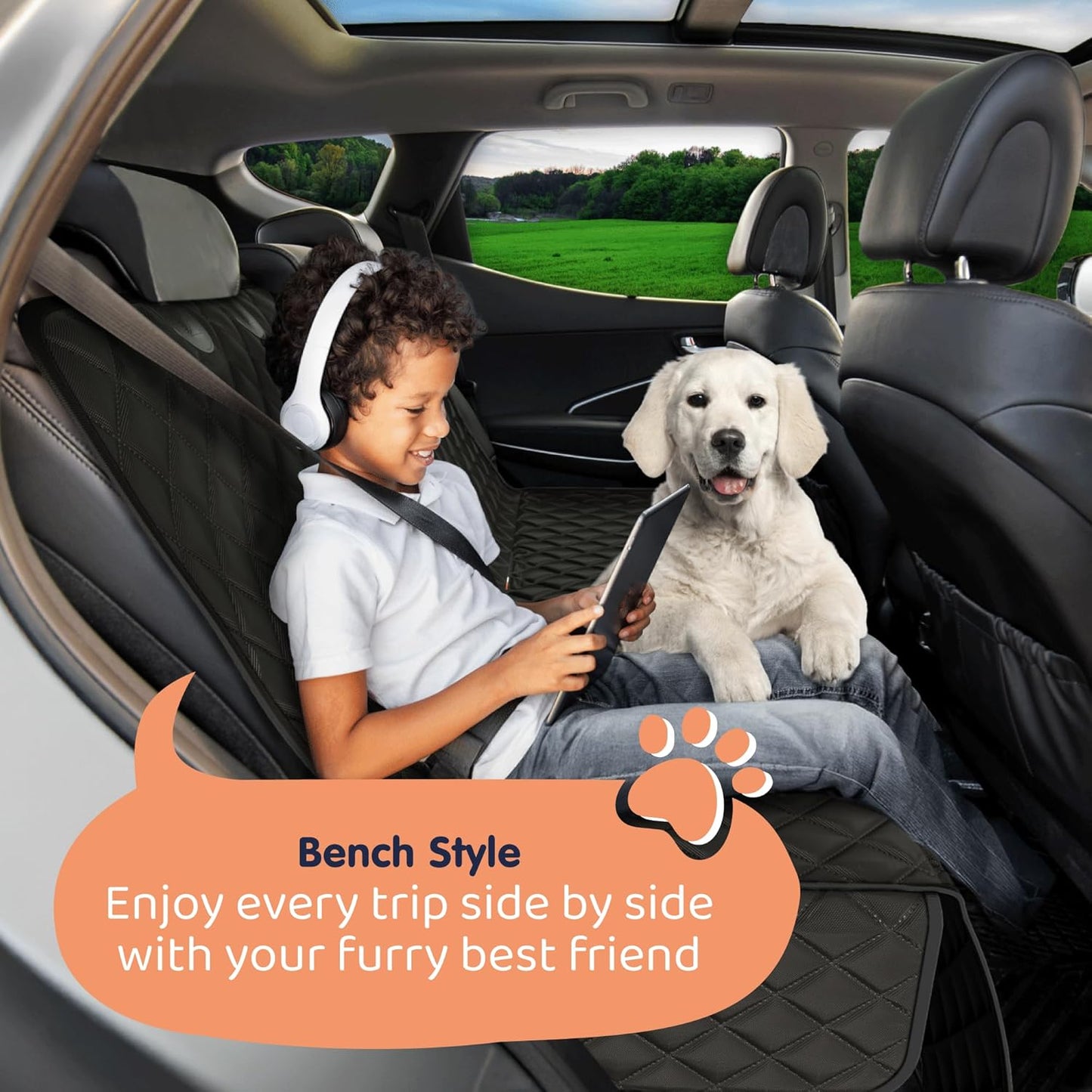 Dog Car Seat Cover for Back Seat, Waterproof Hammock for Car, SUV & Truck, Non-Slip Backseat Cover for Dogs, Heavy-Duty Dog Hammock Style Seat Protector Pets, Easy to Install & Clean - Pet Explorer