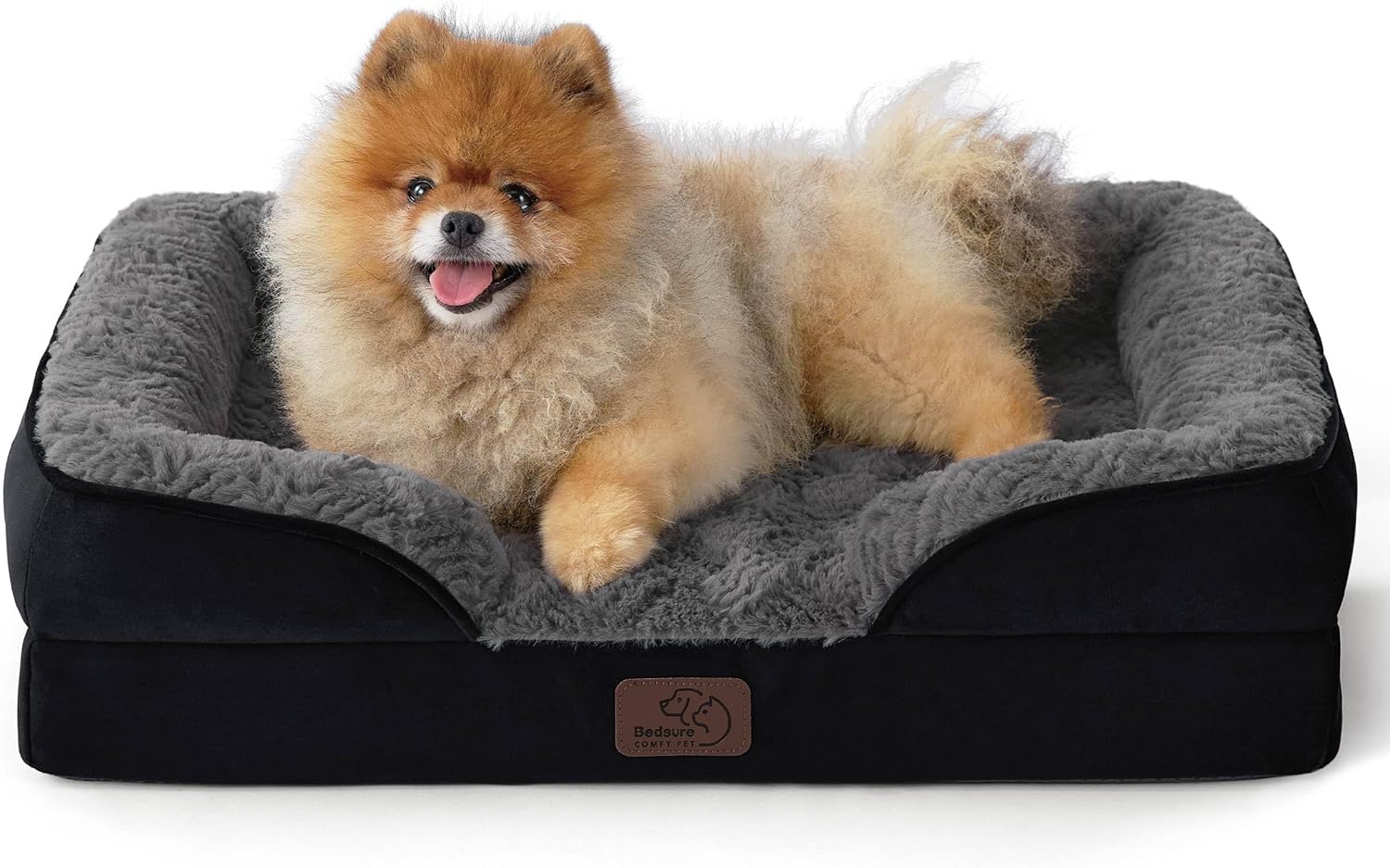 Bedsure Orthopedic Dog Beds for Small Dogs - Washable Small Dog Cat Bed Waterproof, Comfort Pet Couch Sofa with Washable Removable Cover, Pets Bed with Nonskid Bottom, Plush-Black, 24" - Pet Explorer