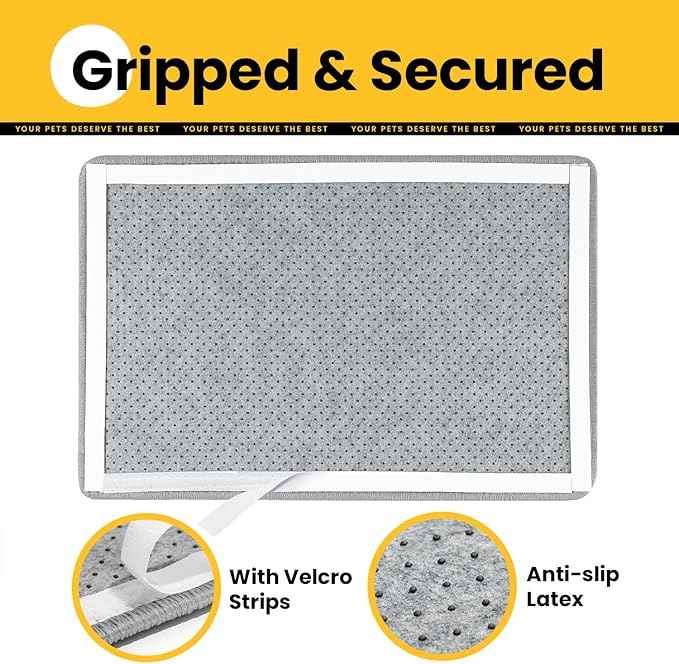 Cat Scratcher Mat,Natural Sisal Cat Scratch Pad with Hook&Loop Tape,Horizontal Floor Kitty Scratching Pads Rug for Indoor,Pet Furniture Protector for Couch&Carpets&Sofas, Large, Grey