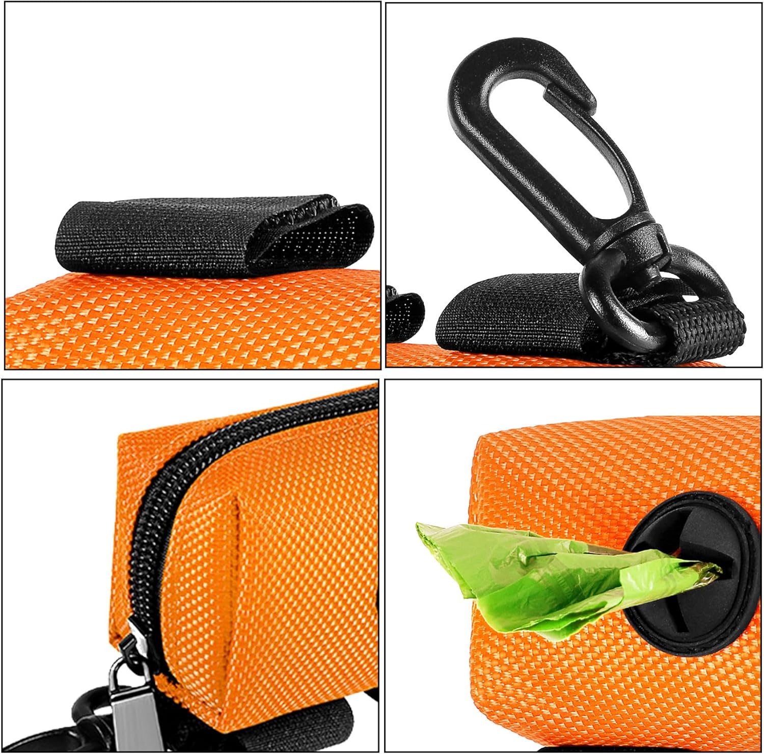 Dog Waste Bag Dispenser Pet Poop Bags Holder for Doggie Waste Bags Dispensers Soft Fabric Zipper Small Doggy Puppy Pouch for Leash Accessory Attachment with Carrier,Orange - Pet Explorer