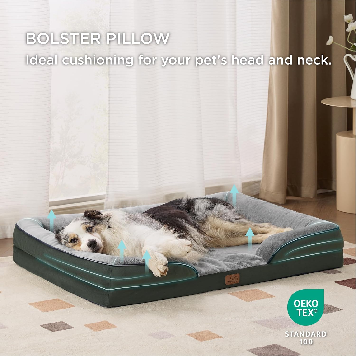 Bedsure XL Plus Orthopedic Dog Bed for Extra Large Dogs - Waterproof XLarge Dog Cat Bed, Comfort Dogs Couch Sofa with Washable Removable Cover, Pet Bed with Nonskid Bottom, Boreal Canopy Green, 48" - Pet Explorer