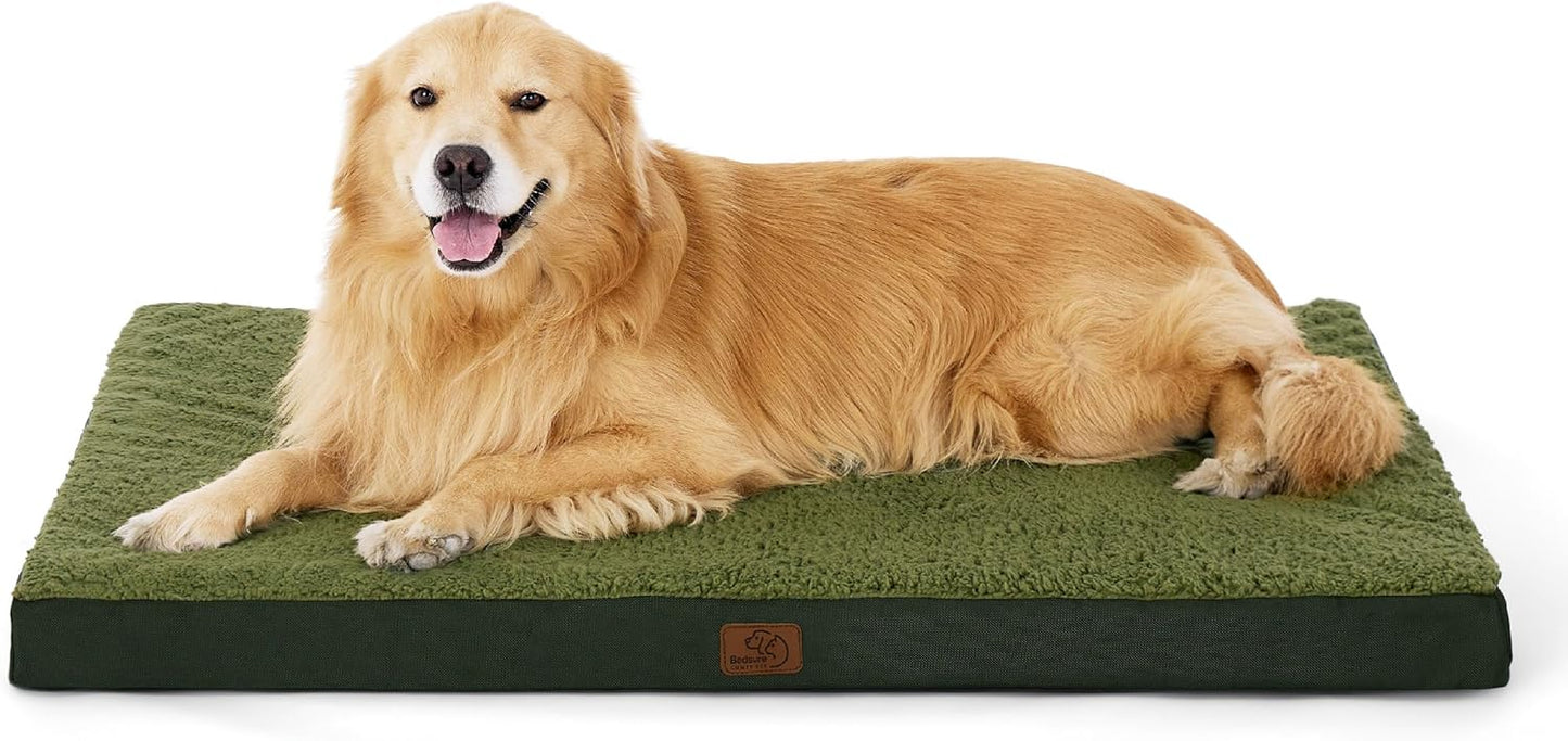 Bedsure XL Dog Beds Large Sized Dog -Orthopedic Flat Extra Large Pet Beds with Removable Washable Cover, Egg Crate Foam Mat, Suitable for Pet Up to 100 lbs - Pet Explorer