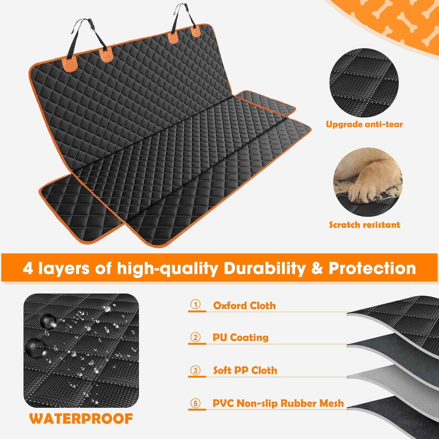 MIXJOY Truck Back Seat Cover for Dogs, Waterproof Pet Seat Covers for Trucks, Dog Cover for Truck Back Seat, Nonslip Pet Bench Seat Cover for Ford F150 F250 F350/Chevrolet Silverado/GMC/Ram - Pet Explorer