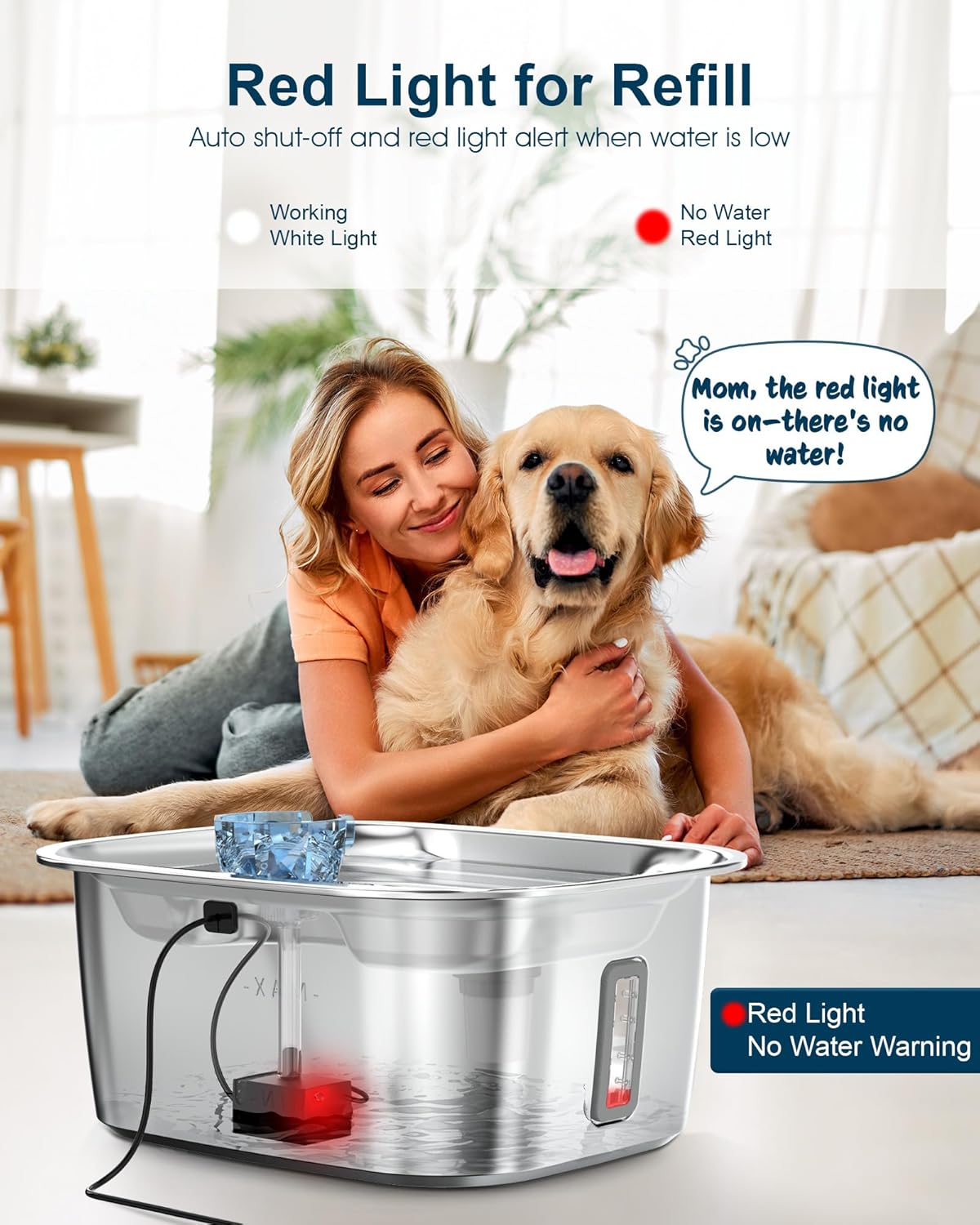 Dog Water Fountain Pump Replacement for D2341, D2419, D2223, D2322 Models, Pet Water Fountain Replacement Pump for PETNF Stainless Steel Large Dog Fountain for Large Dogs, Long Lifespan, Ultra Quiet - Pet Explorer