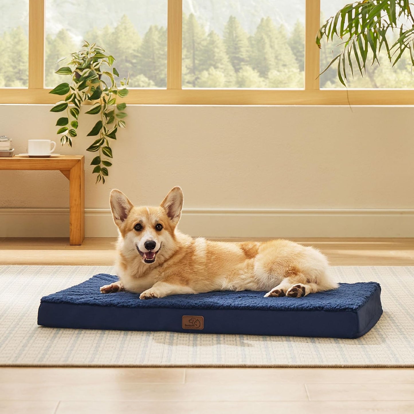 Bedsure Large Dog Bed for Crate - Orthopedic Flat Pet Beds with Removable Washable Cover, Egg Crate Foam Crate Mat, Suitable for Pet Up to 50 lbs - Pet Explorer