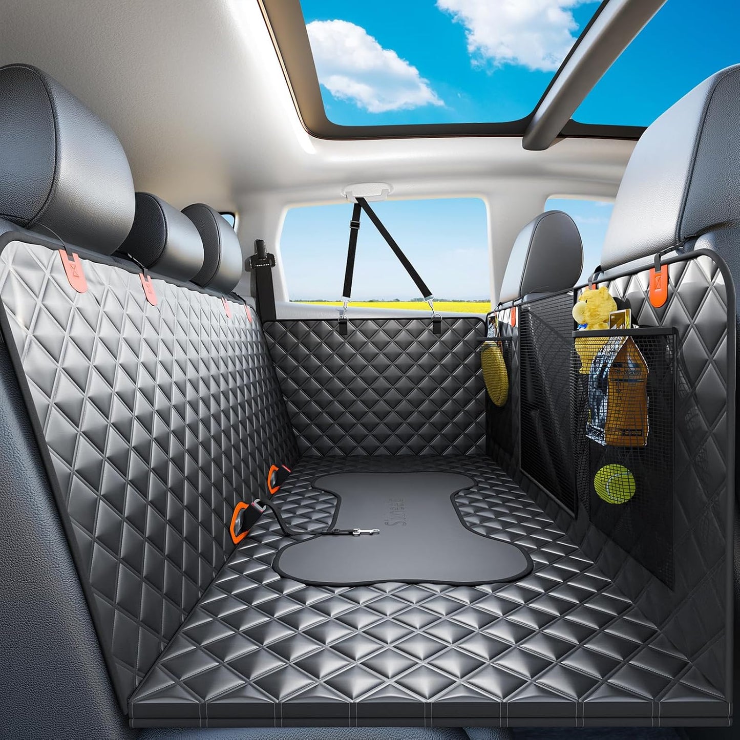 Dog Back Seat Cover Hard Bottom Truck Back Seats Protector, Large Backseat Extender for Dogs, Car Pet Rear Seat Covers Waterproof Dog Hammock Travel Accessories for Truck - Pet Explorer