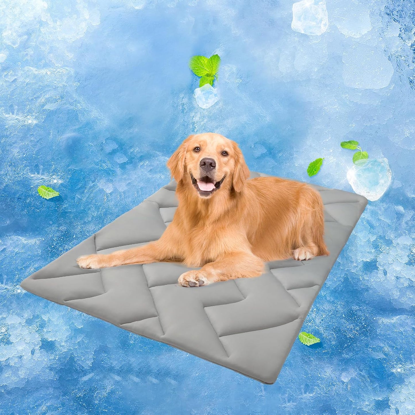 BEAUTYZOO Dog Cooling Mat for Large Dogs, 48"x28" Cooling Dog Bed Washable, Foldable Cat Ice Cool Pad for Summer, Reversible Pet Freeze Cushion Blanket for Kennel Cage Sofa Bed Floor Car Seat, Grey L - Pet Explorer