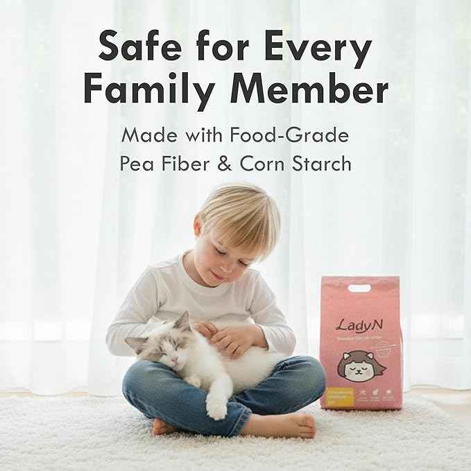 Lady N Pellet Tofu Cat Litter Boba Tea Scent, Strong Clumping, Ultra Absorbent, Dust-Free, Low Tracking, Water-Soluble, Natural Ingredients, Enviro-Probiotic Odor Control 9lb